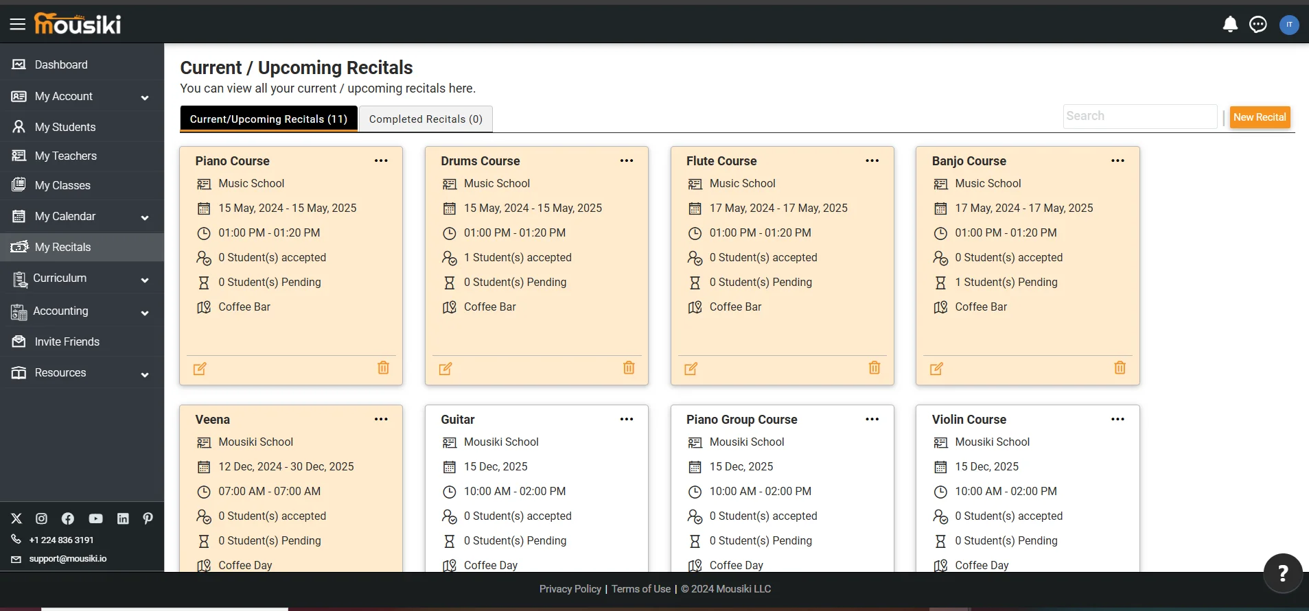 Organize music recitals and events